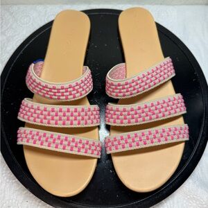 Rothy’s Hot Pink Basket Stitch Sandals Size 9.5